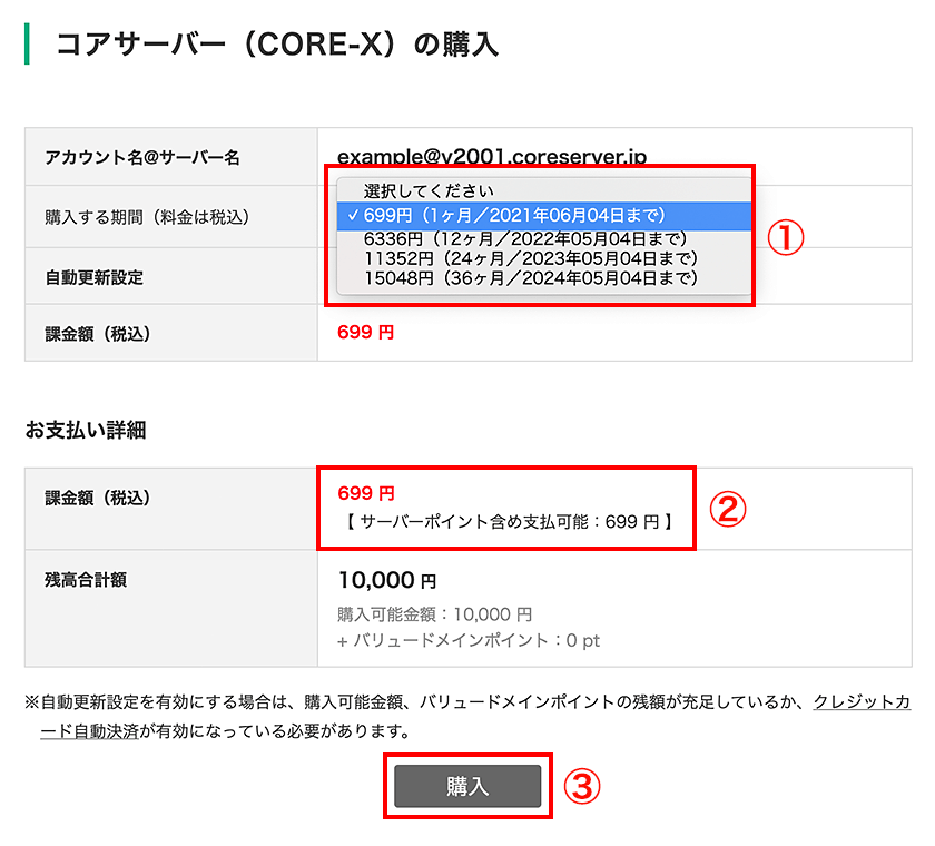 コアサーバーの購入