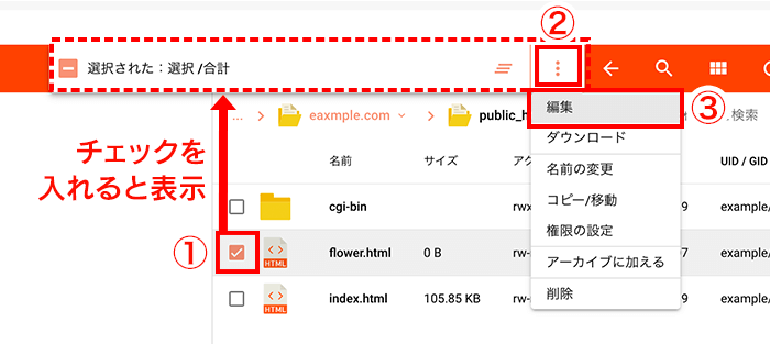 編集するHTMLを選択