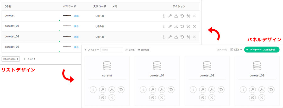 フィルター・ソート・表示切り替え