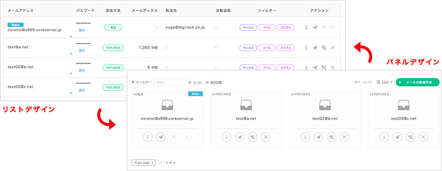 フィルター・ソート・表示切り替え