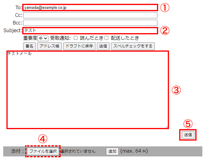 送信する情報を入力します