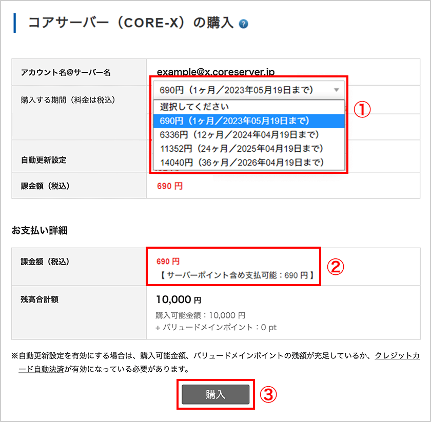 コアサーバーの購入